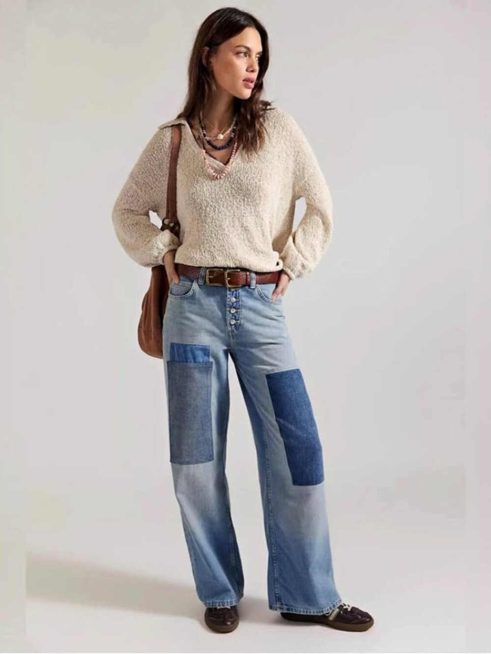 Free People Nia Patchwork Boyfriend Jeans, NWT